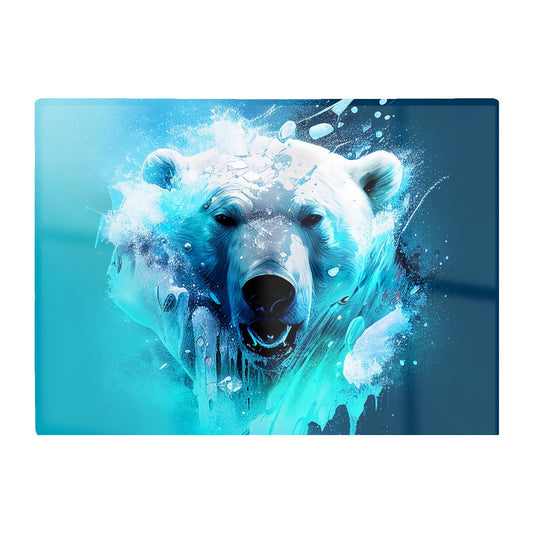 Polar Bear Face Splashart Glass Chopping Board