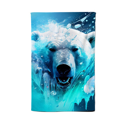 Polar Bear Face Splashart Tea Towel