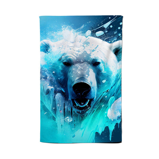 Polar Bear Face Splashart Tea Towel