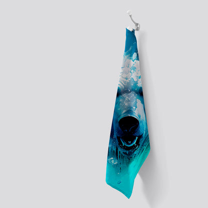 Polar Bear Face Splashart Tea Towel
