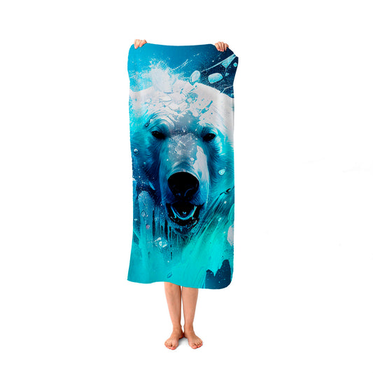 Polar Bear Face Splashart Beach Towel