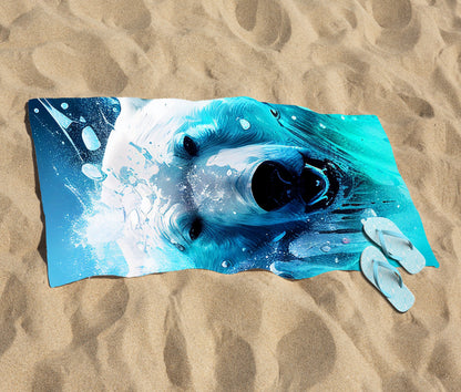 Polar Bear Face Splashart Beach Towel