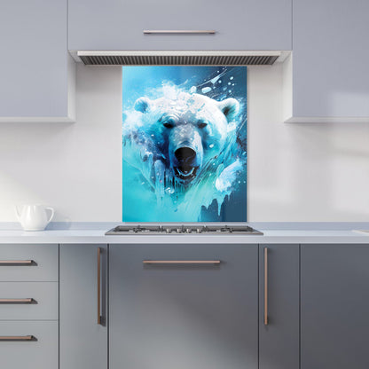 Polar Bear Face Splashart Kitchen Splashback