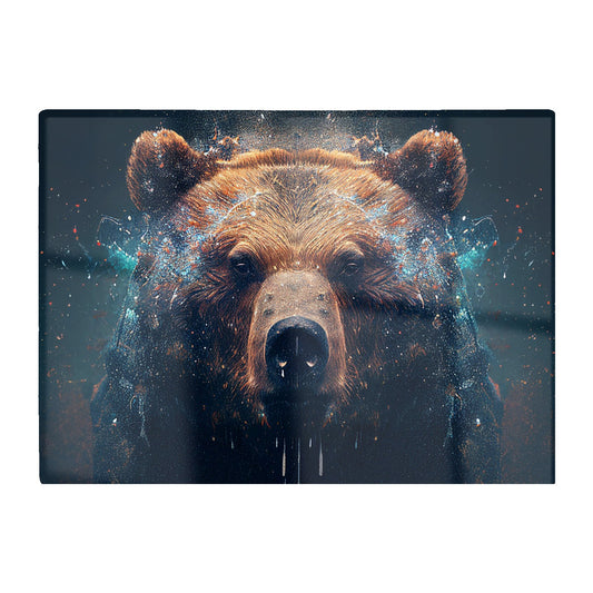 Brown Bear Face Splashart Glass Chopping Board