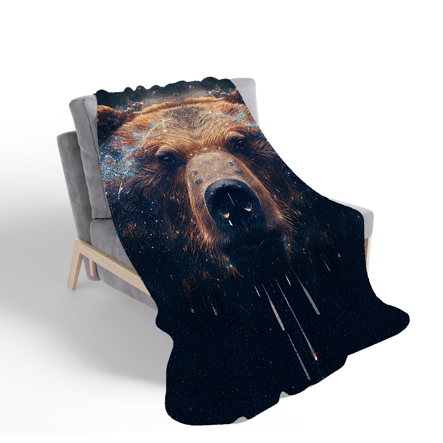 Brown Bear Face Splashart Sherpa Blanket