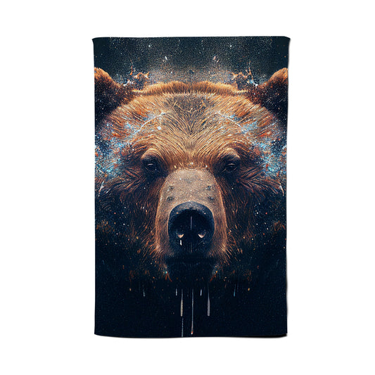 Brown Bear Face Splashart Tea Towel