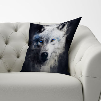 White Wolf Face Splashart Dark Backgrouns Cushions