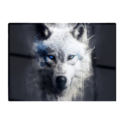 White Wolf Face Splashart Dark Backgrouns Glass Chopping Board