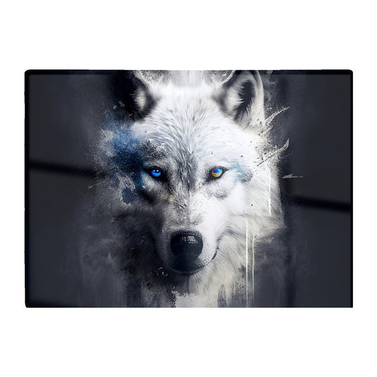 White Wolf Face Splashart Dark Backgrouns Glass Chopping Board
