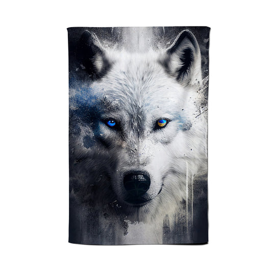 White Wolf Face Splashart Dark Backgrouns Tea Towel