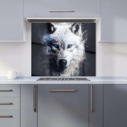 White Wolf Face Splashart Dark Backgrouns Kitchen Splashback