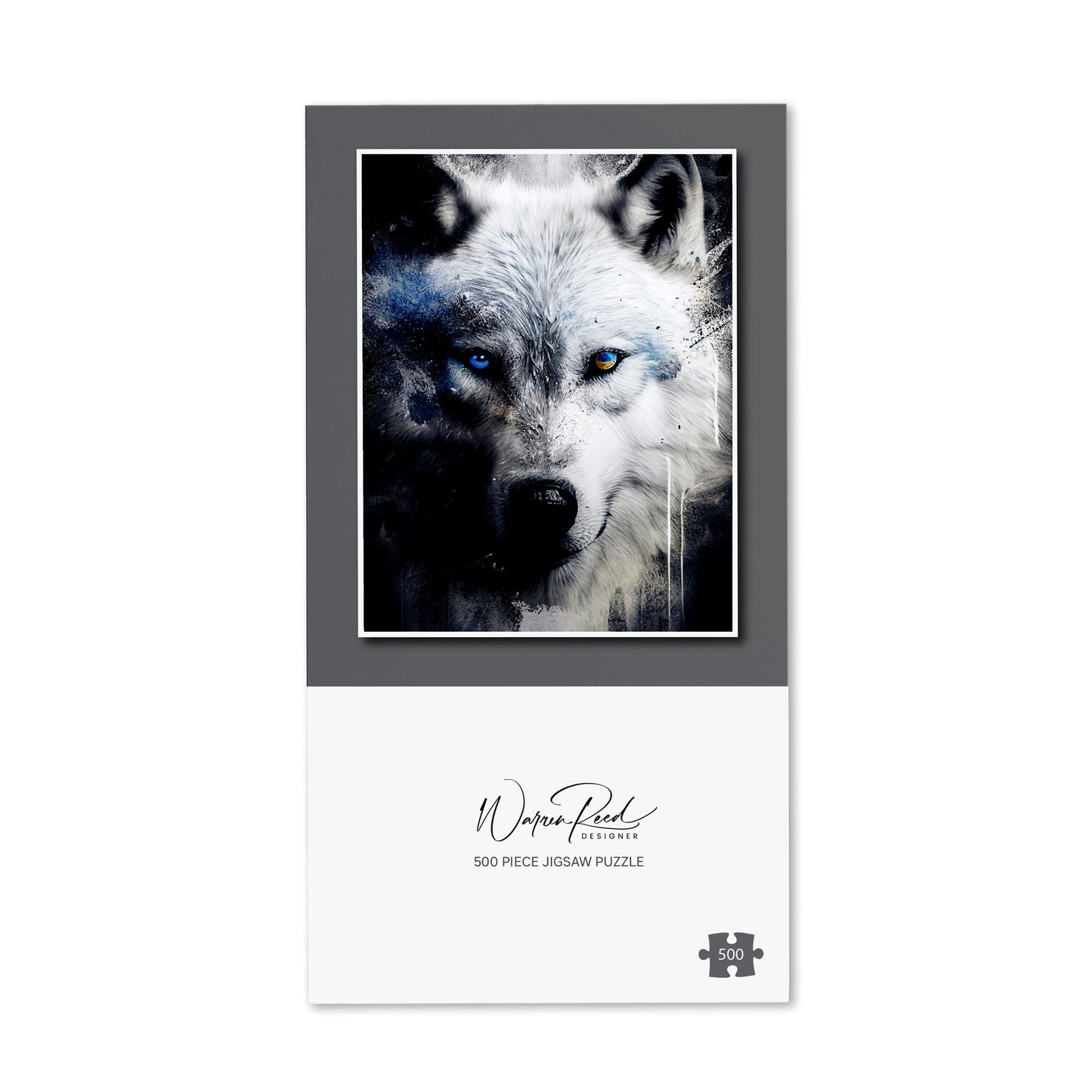 White Wolf Face Splashart Dark Backgrouns Jigsaw Puzzle