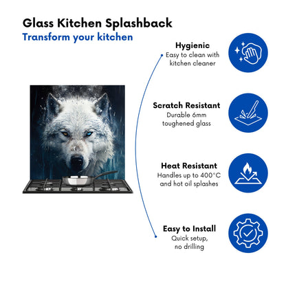 White Wolf Face Splashart Kitchen Splashback
