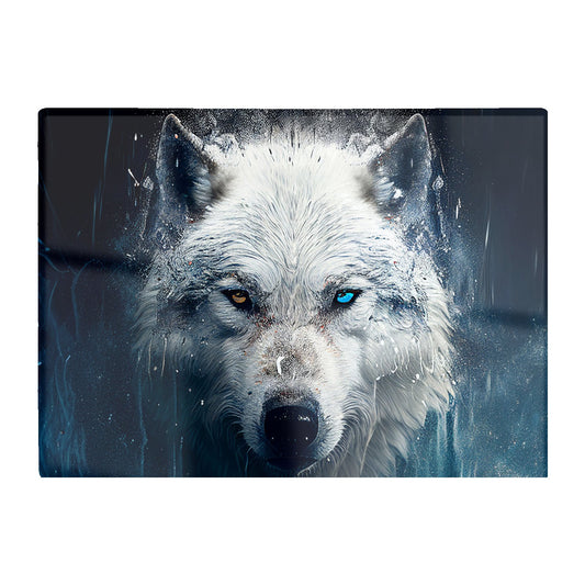 White Wolf Face Splashart Glass Chopping Board