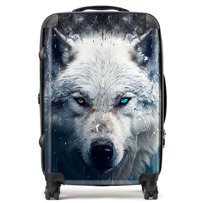 White Wolf Face Splashart Suitcase