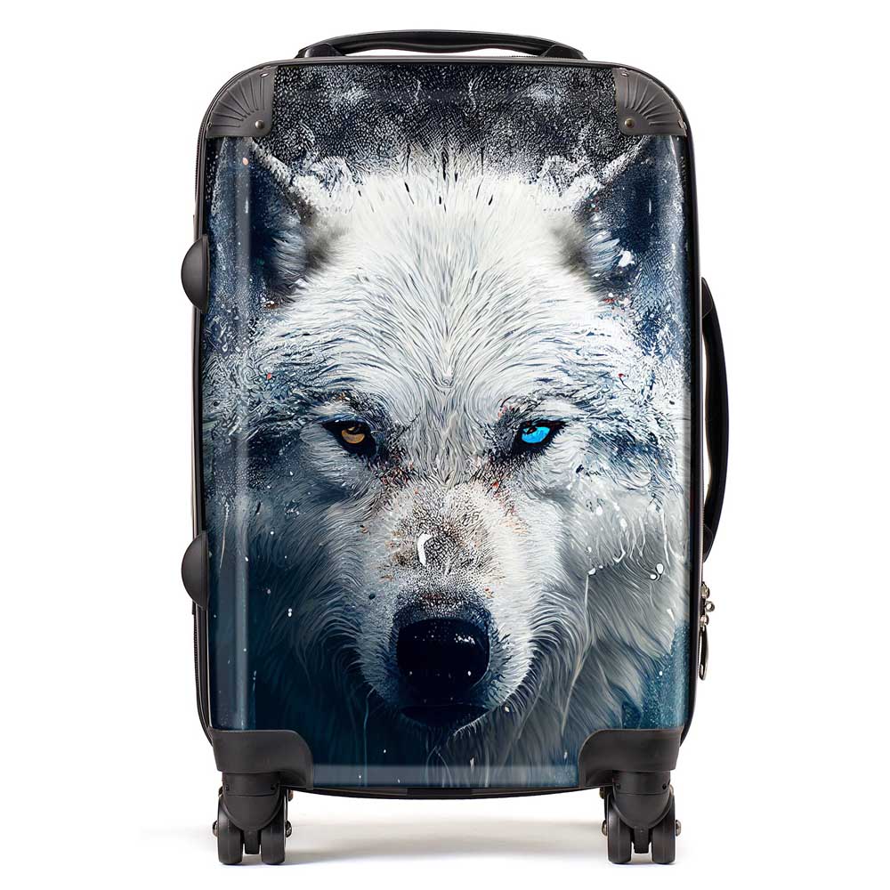 White Wolf Face Splashart Suitcase
