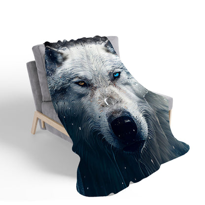 White Wolf Face Splashart Sherpa Blanket
