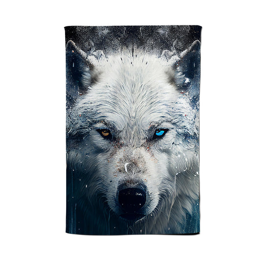 White Wolf Face Splashart Tea Towel