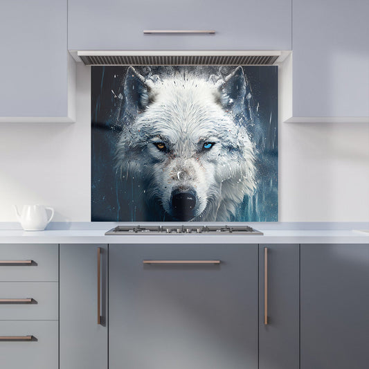 White Wolf Face Splashart Kitchen Splashback