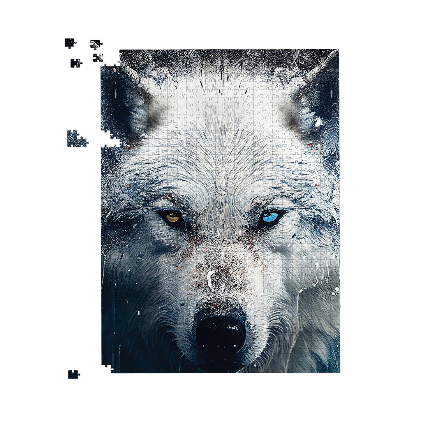 White Wolf Face Splashart Jigsaw Puzzle