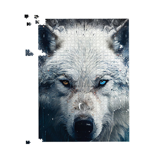 White Wolf Face Splashart Jigsaw Puzzle