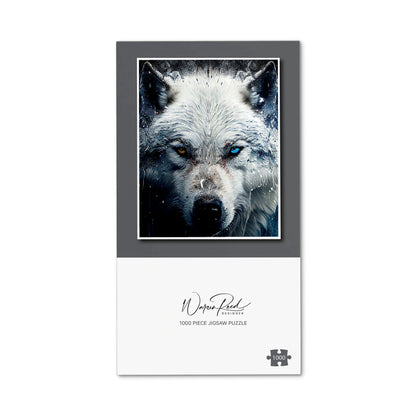 White Wolf Face Splashart Jigsaw Puzzle