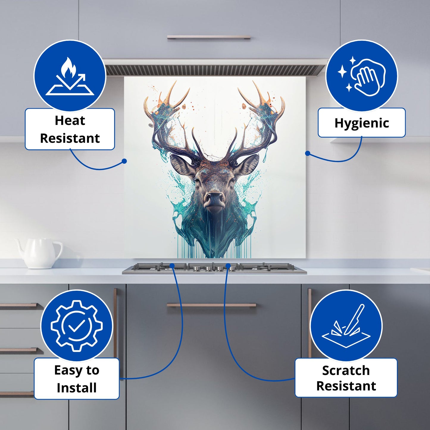 Stag Face Splashart Kitchen Splashback