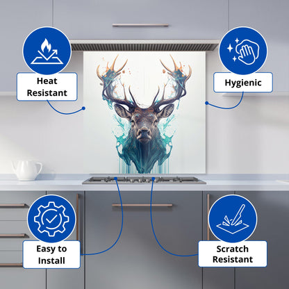 Stag Face Splashart Kitchen Splashback