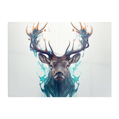 Stag Face Splashart Glass Chopping Board
