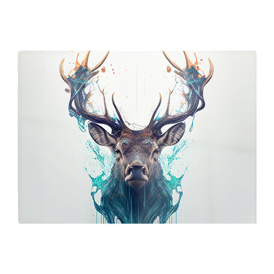 Stag Face Splashart Glass Chopping Board