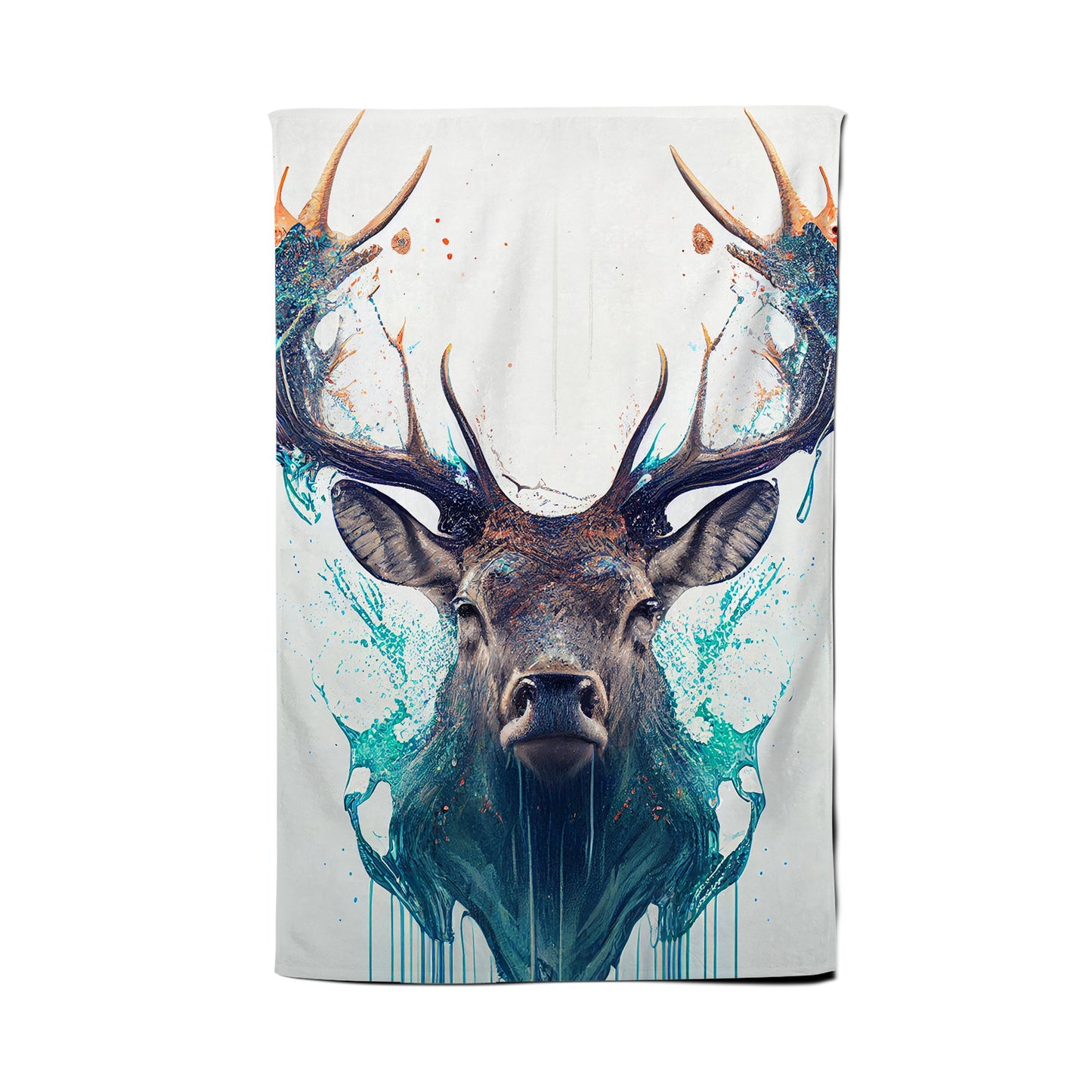 Stag Face Splashart Tea Towel