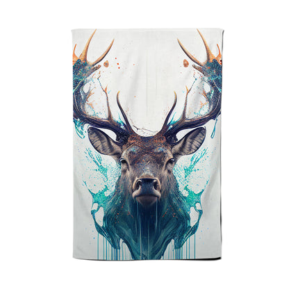 Stag Face Splashart Tea Towel