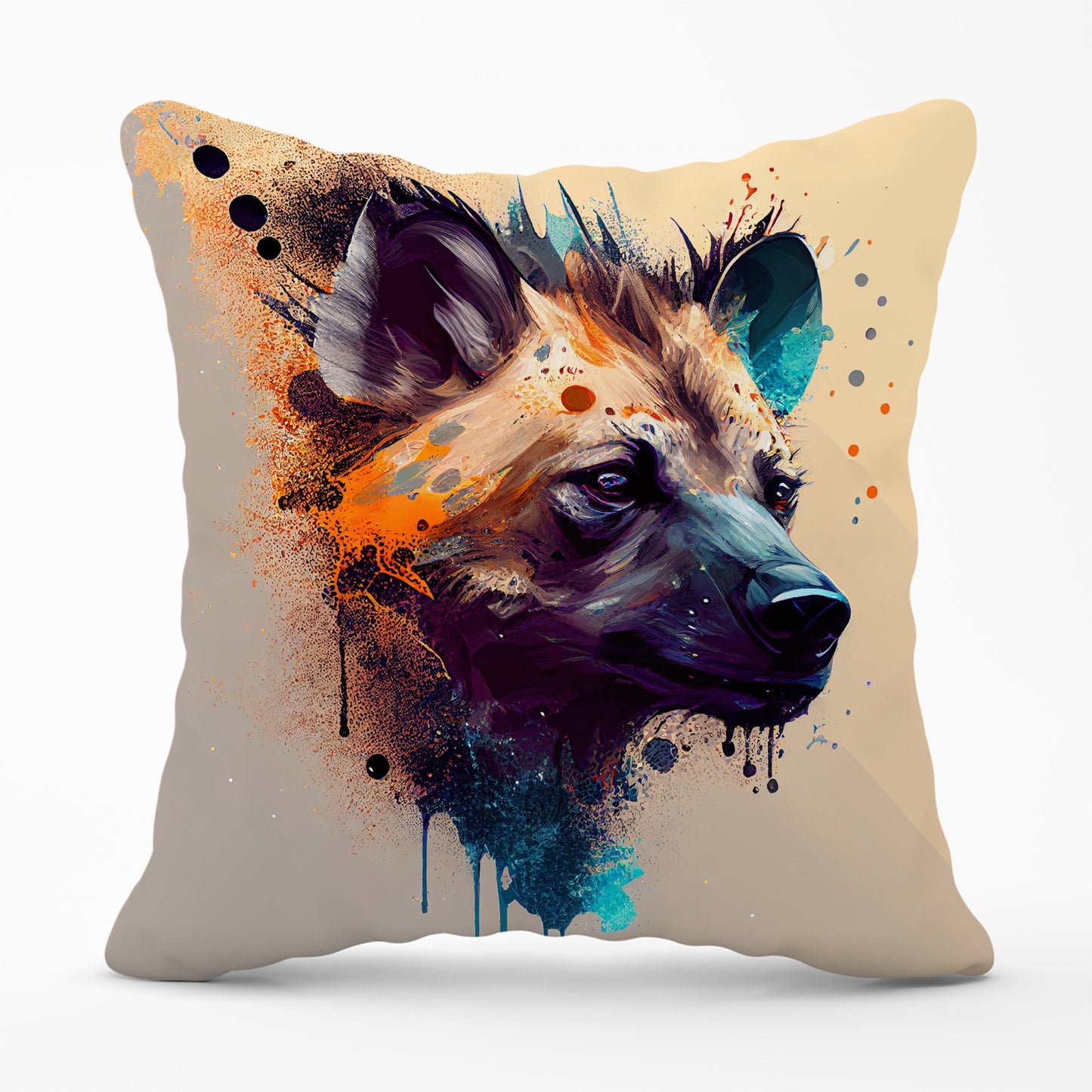 Hyena Face Splashart Light Background Cushions