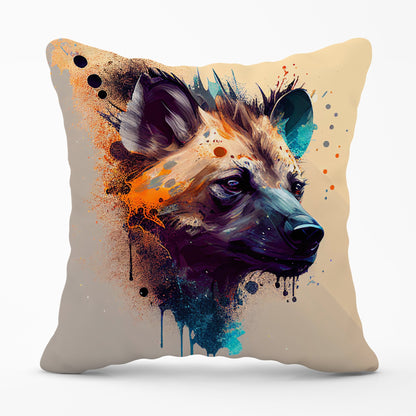 Hyena Face Splashart Light Background Cushions