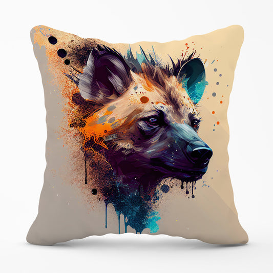 Hyena Face Splashart Light Background Cushions