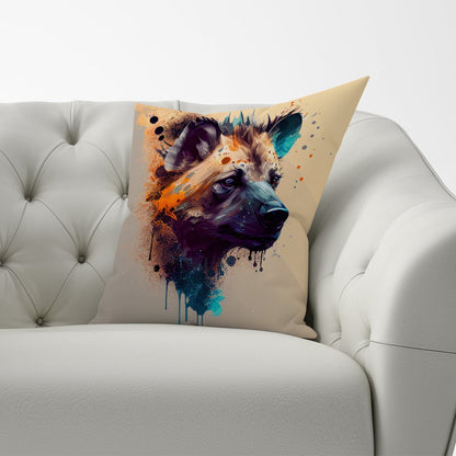 Hyena Face Splashart Light Background Cushions