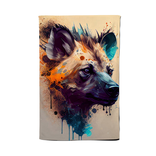 Hyena Face Splashart Light Background Tea Towel