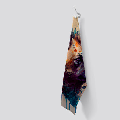 Hyena Face Splashart Light Background Tea Towel