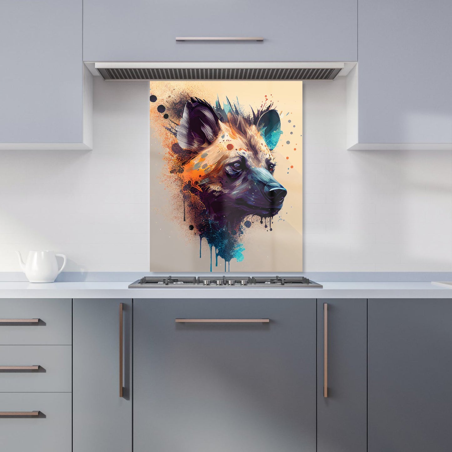 Hyena Face Splashart Light Background Kitchen Splashback