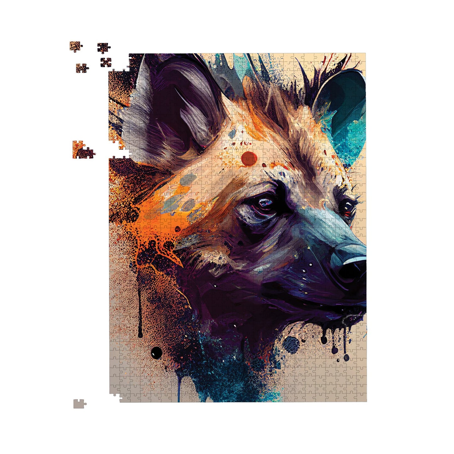 Hyena Face Splashart Light Background Jigsaw Puzzle