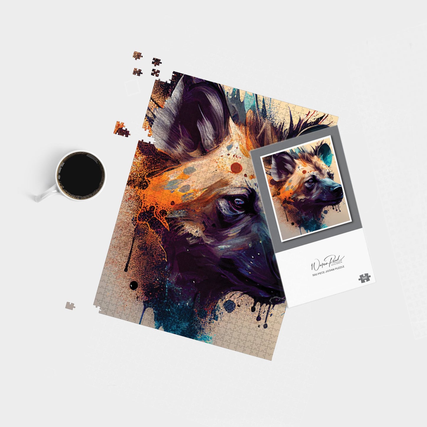 Hyena Face Splashart Light Background Jigsaw Puzzle