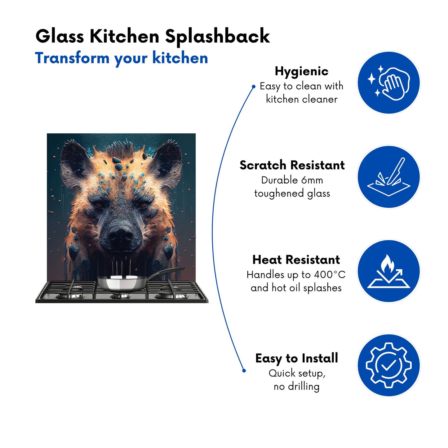Hyena Face Splashart Dark Background Kitchen Splashback