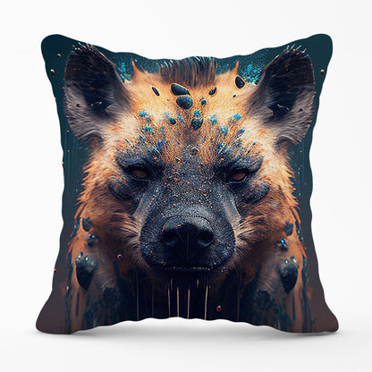 Hyena Face Splashart Dark Background Cushions