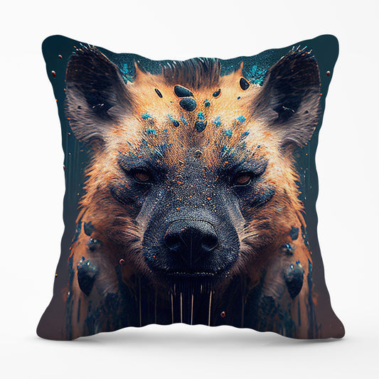 Hyena Face Splashart Dark Background Cushions