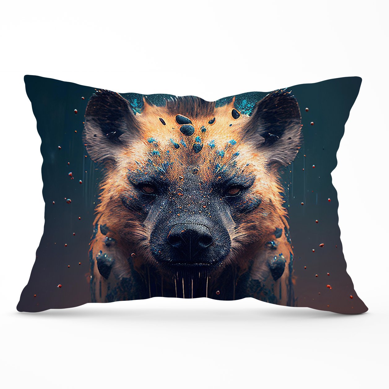 Hyena Face Splashart Dark Background Cushions