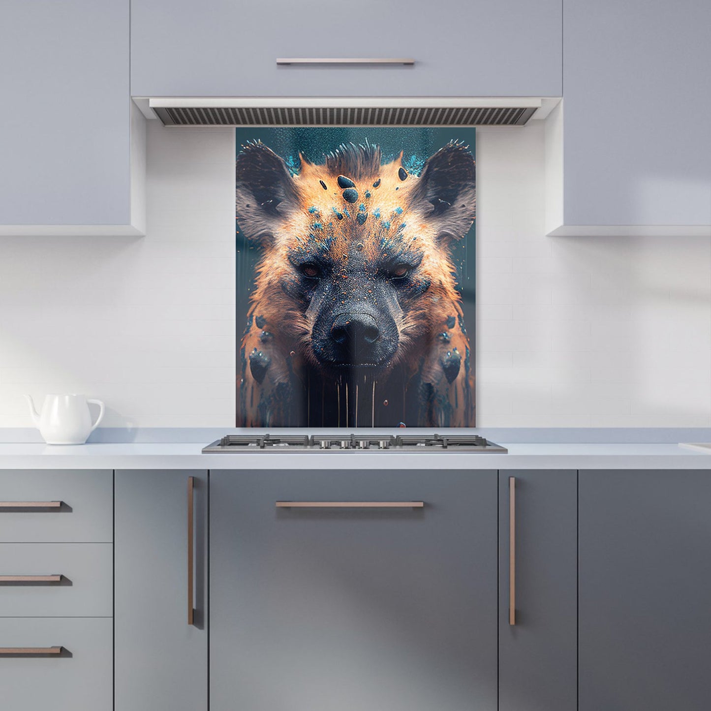 Hyena Face Splashart Dark Background Kitchen Splashback