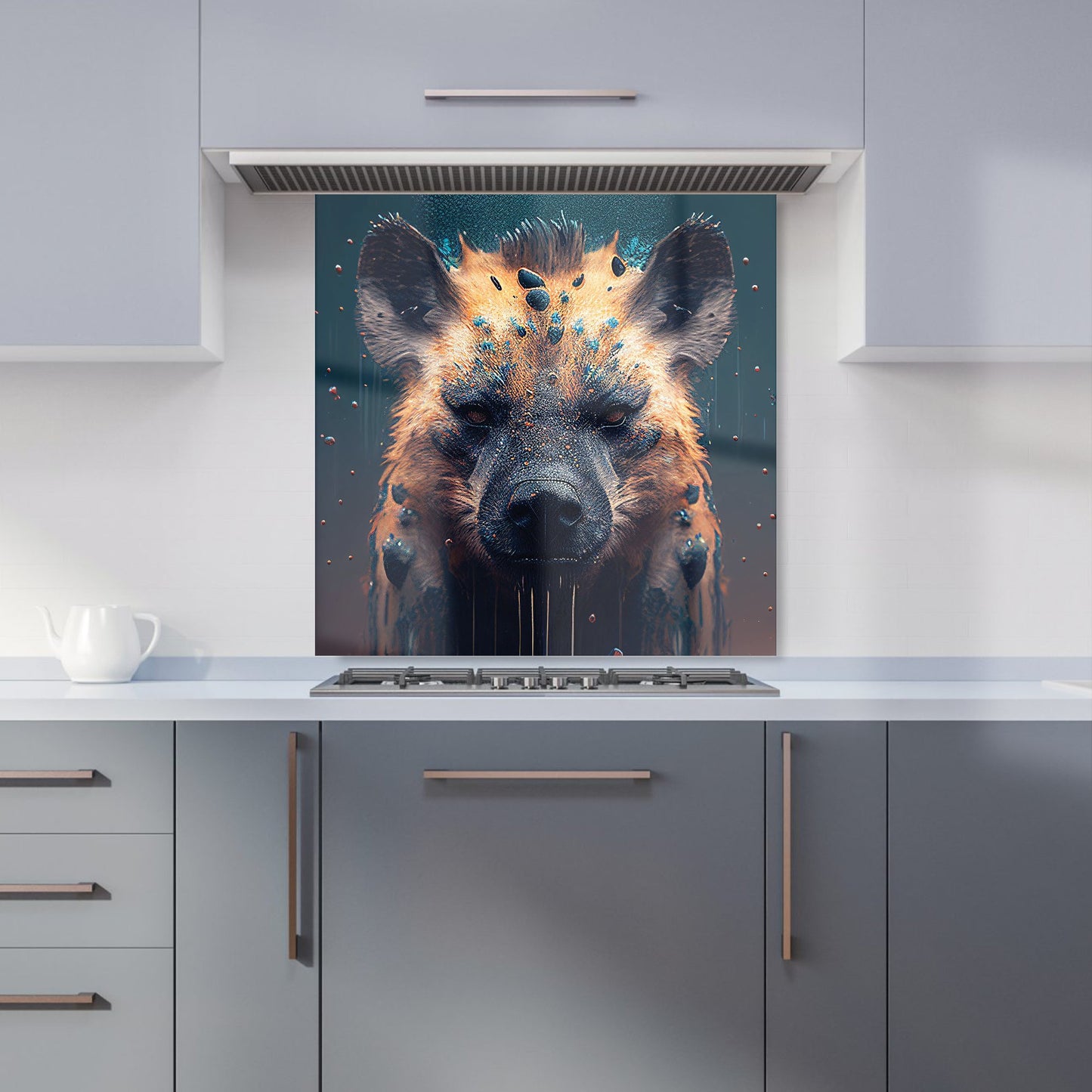 Hyena Face Splashart Dark Background Kitchen Splashback