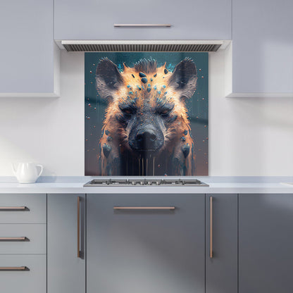 Hyena Face Splashart Dark Background Kitchen Splashback