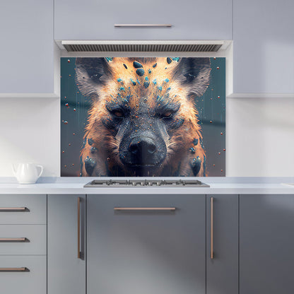 Hyena Face Splashart Dark Background Kitchen Splashback