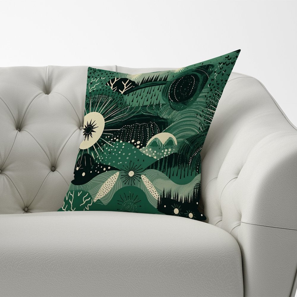 Abstract Green Moon Cushions